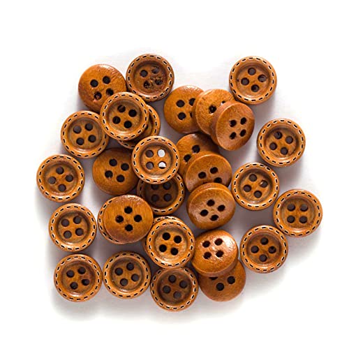 Knöpfe zum Nähen, Runde Holzknöpfe mit gepunkteter Linie, 4 Löcher, 100 Stück, mehrfarbig, mehrere Größen(Type 2) von TGDGFKIAS
