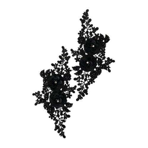 Spitz-Aufkleber, 3D-Perlen-Blumen-Stickerei-Patch, Spitzenapplikation, 2er-Pack, mehrfarbig, 23,7 x 11,5 cm(Beige-o) von TGDGFKIAS