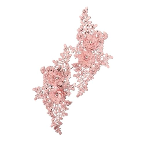 Spitz-Aufkleber, 3D-Perlen-Blumen-Stickerei-Patch, Spitzenapplikation, 2er-Pack, mehrfarbig, 23,7 x 11,5 cm(Large) von TGDGFKIAS