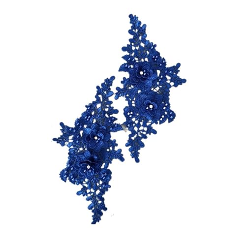 Spitz-Aufkleber, 3D-Perlen-Blumen-Stickerei-Patch, Spitzenapplikation, 2er-Pack, mehrfarbig, 23,7 x 11,5 cm(Medium) von TGDGFKIAS