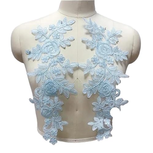 Spitz-Aufkleber, 4er-Pack mehrfarbige Stoff-Blumen-Spitzen-Nähapplikationen for Kragen und Ausschnitt(Sky Blue) von TGDGFKIAS