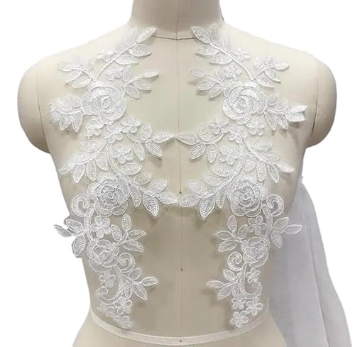 Spitz-Aufkleber, 4er-Pack mehrfarbige Stoff-Blumen-Spitzen-Nähapplikationen for Kragen und Ausschnitt(White) von TGDGFKIAS