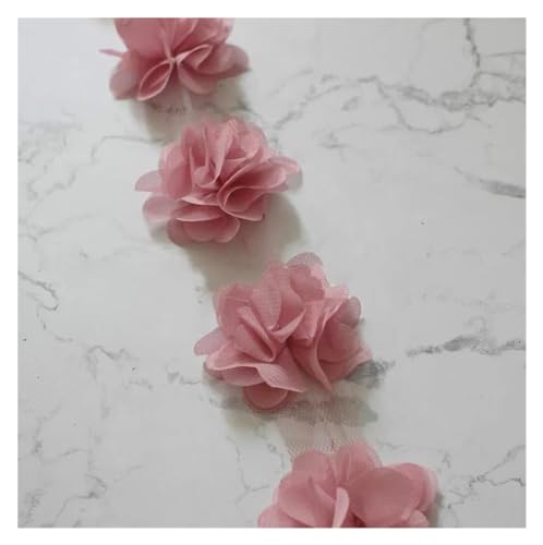Spitz-Aufkleber, Chiffon-Blumen-Spitzen-Applikation, Aufnäher, 24 Farben, 24 Stück, 2 Yards(Bean Pink) von TGDGFKIAS