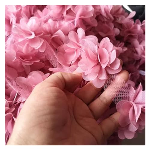 Spitz-Aufkleber, Chiffon-Blumen-Spitzen-Applikation, Aufnäher, 24 Farben, 24 Stück, 2 Yards(Bean Red) von TGDGFKIAS