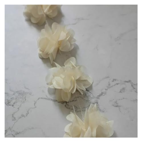 Spitz-Aufkleber, Chiffon-Blumen-Spitzen-Applikation, Aufnäher, 24 Farben, 24 Stück, 2 Yards(Beige) von TGDGFKIAS