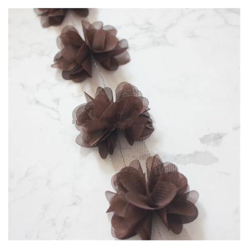 Spitz-Aufkleber, Chiffon-Blumen-Spitzen-Applikation, Aufnäher, 24 Farben, 24 Stück, 2 Yards(Coffee) von TGDGFKIAS