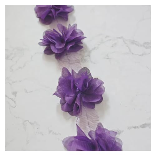 Spitz-Aufkleber, Chiffon-Blumen-Spitzen-Applikation, Aufnäher, 24 Farben, 24 Stück, 2 Yards(Dark Purple) von TGDGFKIAS