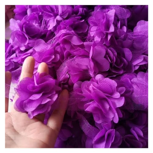 Spitz-Aufkleber, Chiffon-Blumen-Spitzen-Applikation, Aufnäher, 24 Farben, 24 Stück, 2 Yards(Deep Purple) von TGDGFKIAS
