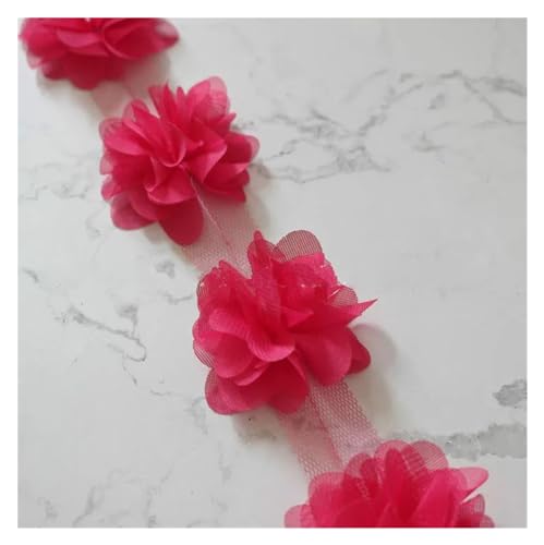 Spitz-Aufkleber, Chiffon-Blumen-Spitzen-Applikation, Aufnäher, 24 Farben, 24 Stück, 2 Yards(Deep Rose) von TGDGFKIAS