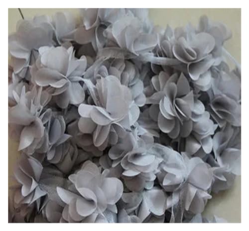 Spitz-Aufkleber, Chiffon-Blumen-Spitzen-Applikation, Aufnäher, 24 Farben, 24 Stück, 2 Yards(Grijs) von TGDGFKIAS