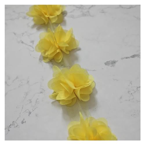 Spitz-Aufkleber, Chiffon-Blumen-Spitzen-Applikation, Aufnäher, 24 Farben, 24 Stück, 2 Yards(Han Yellow) von TGDGFKIAS