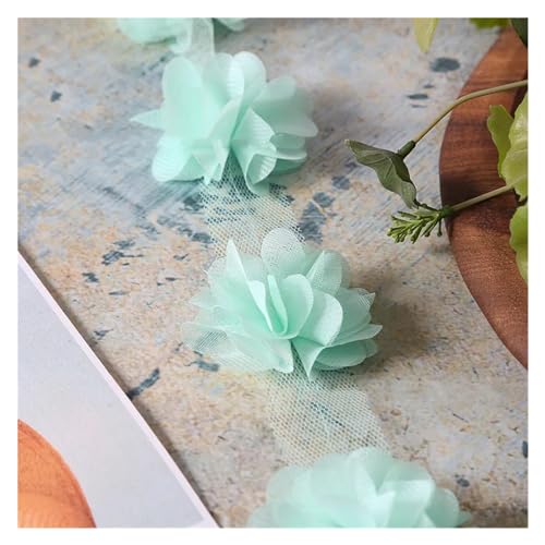 Spitz-Aufkleber, Chiffon-Blumen-Spitzen-Applikation, Aufnäher, 24 Farben, 24 Stück, 2 Yards(Light Green) von TGDGFKIAS