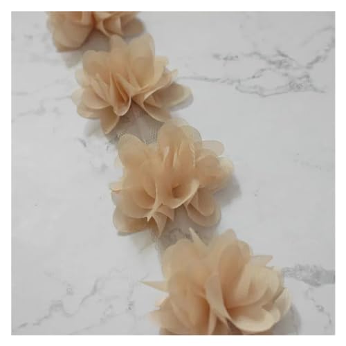 Spitz-Aufkleber, Chiffon-Blumen-Spitzen-Applikation, Aufnäher, 24 Farben, 24 Stück, 2 Yards(Light Khaki) von TGDGFKIAS