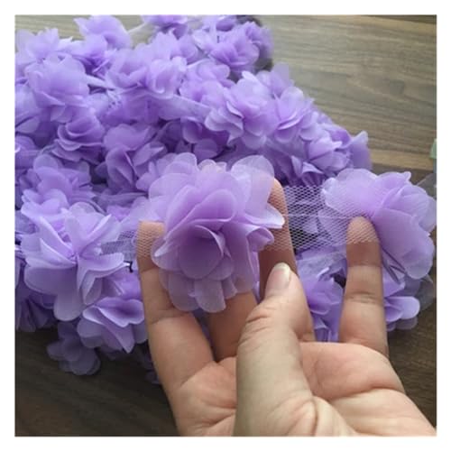 Spitz-Aufkleber, Chiffon-Blumen-Spitzen-Applikation, Aufnäher, 24 Farben, 24 Stück, 2 Yards(Light Purple) von TGDGFKIAS