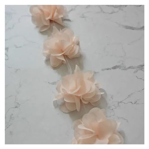 Spitz-Aufkleber, Chiffon-Blumen-Spitzen-Applikation, Aufnäher, 24 Farben, 24 Stück, 2 Yards(Light Shrimp Pink) von TGDGFKIAS