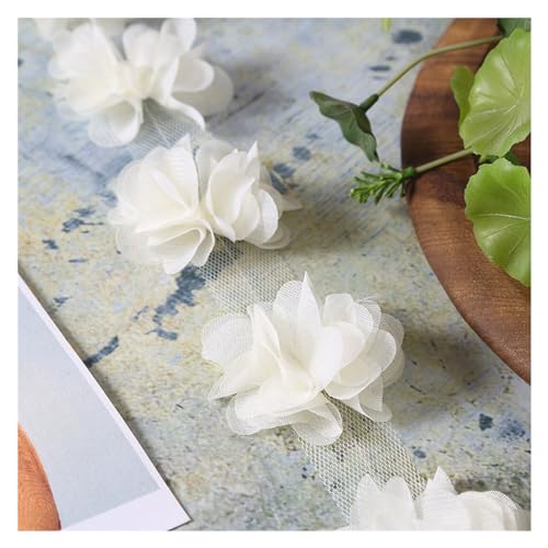 Spitz-Aufkleber, Chiffon-Blumen-Spitzen-Applikation, Aufnäher, 24 Farben, 24 Stück, 2 Yards(Milk White) von TGDGFKIAS