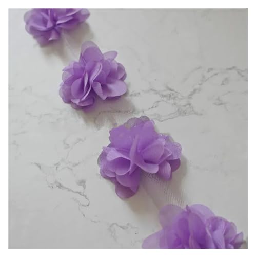 Spitz-Aufkleber, Chiffon-Blumen-Spitzen-Applikation, Aufnäher, 24 Farben, 24 Stück, 2 Yards(Purple) von TGDGFKIAS
