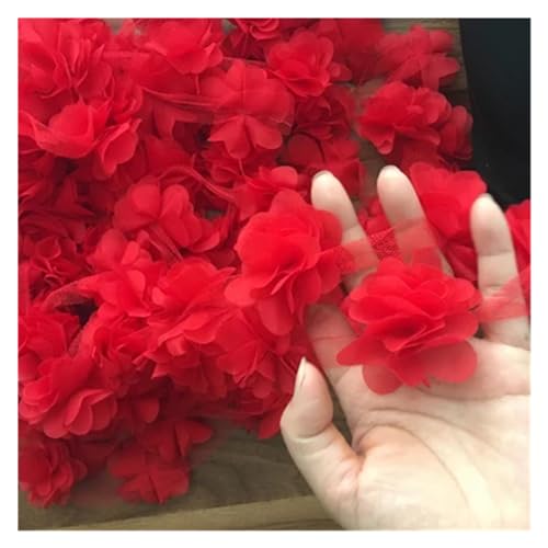 Spitz-Aufkleber, Chiffon-Blumen-Spitzen-Applikation, Aufnäher, 24 Farben, 24 Stück, 2 Yards(Rosso) von TGDGFKIAS