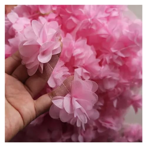 Spitz-Aufkleber, Chiffon-Blumen-Spitzen-Applikation, Aufnäher, 24 Farben, 24 Stück, 2 Yards(Roze) von TGDGFKIAS