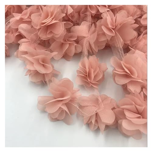 Spitz-Aufkleber, Chiffon-Blumen-Spitzen-Applikation, Aufnäher, 24 Farben, 24 Stück, 2 Yards(Shrimp Pink) von TGDGFKIAS