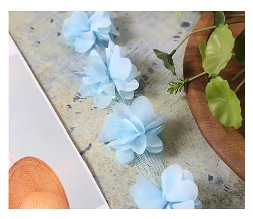 Spitz-Aufkleber, Chiffon-Blumen-Spitzen-Applikation, Aufnäher, 24 Farben, 24 Stück, 2 Yards(Sky Blue) von TGDGFKIAS
