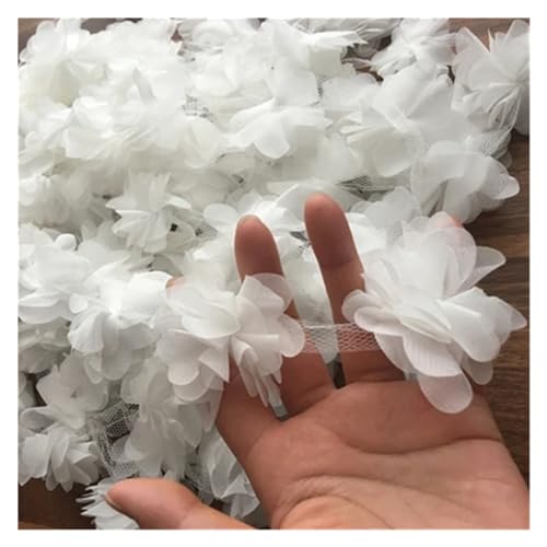 Spitz-Aufkleber, Chiffon-Blumen-Spitzen-Applikation, Aufnäher, 24 Farben, 24 Stück, 2 Yards(White) von TGDGFKIAS