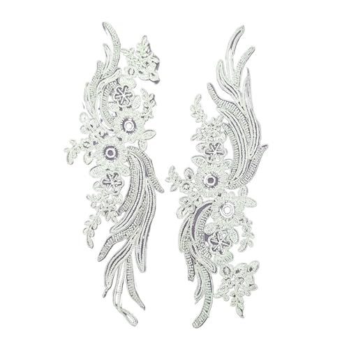Spitz-Aufkleber, DIY Spitze Mesh Stickerei Applique Patch mit Pailletten Hochzeit Pack von 2(A Pair) von TGDGFKIAS