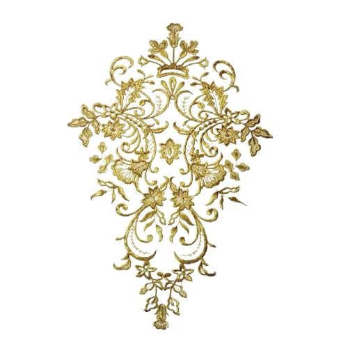 Spitz-Aufkleber, Spitzenapplikation, Stickerei, DIY-Handwerk, mehrfarbig, 18 x 29 cm, 1 Stück(Gold) von TGDGFKIAS