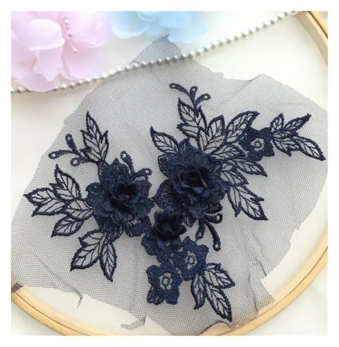 Spitz-Aufkleber, Spitzenapplikation 15x19cm Polyester Mehrfarbig(Deep Blue) von TGDGFKIAS