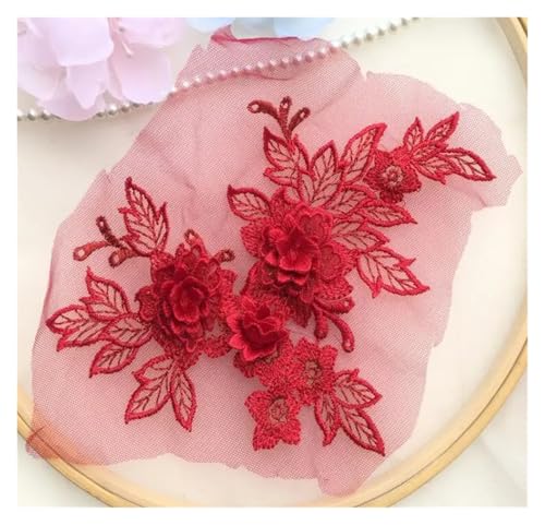 Spitz-Aufkleber, Spitzenapplikation 15x19cm Polyester Mehrfarbig(Rosso) von TGDGFKIAS