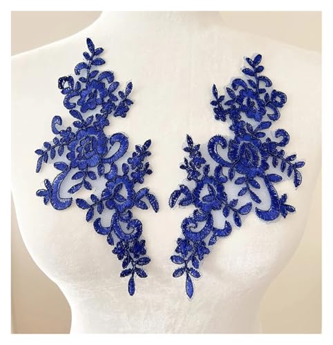 Spitz-Aufkleber, Spitzenapplikation mit Blumenmotiv, for Aufnähen, Stickerei, 25 x 12 cm, mehrfarbig(Blu) von TGDGFKIAS