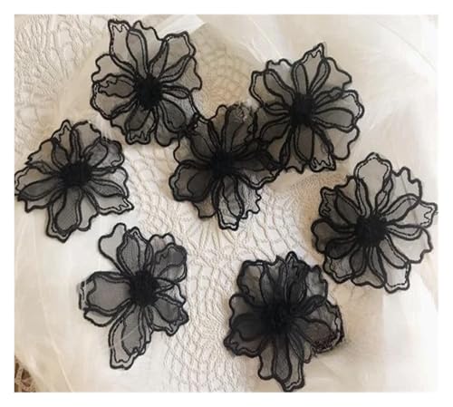 Spitz-Aufkleber, Spitzenapplikationen, 5 Stück, mehrfarbig, 6 cm, for DIY, Basteln, Hochzeit, Dekoration(Black) von TGDGFKIAS