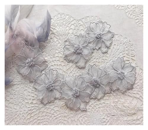 Spitz-Aufkleber, Spitzenapplikationen, 5 Stück, mehrfarbig, 6 cm, for DIY, Basteln, Hochzeit, Dekoration(Grijs) von TGDGFKIAS