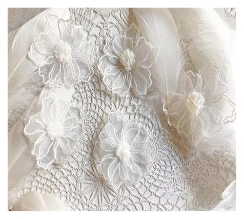 Spitz-Aufkleber, Spitzenapplikationen, 5 Stück, mehrfarbig, 6 cm, for DIY, Basteln, Hochzeit, Dekoration(White) von TGDGFKIAS