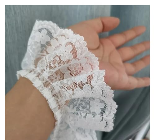 Spitz-Aufkleber, Spitzenstoff, 5,5 cm breit, Stickerei, Applikation, Besatzband, DIY-Nähen for Kleider, Hochzeitsdekoration, in Schwarz und Weiß, Packung mit mehreren Yards(White 5.5cm,1 Yard) von TGDGFKIAS