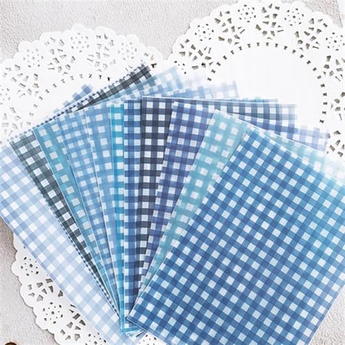 TGDGFKIAS Gefaltete Pergamentjacke, 12 teile/satz Farbe Grid Dot BasicPattern Pack for Scrapbooking Glücklich Planer Karte Machen Junk Journal Projekt(Blu) von TGDGFKIAS