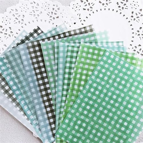 TGDGFKIAS Gefaltete Pergamentjacke, 12 teile/satz Farbe Grid Dot BasicPattern Pack for Scrapbooking Glücklich Planer Karte Machen Junk Journal Projekt(Green) von TGDGFKIAS