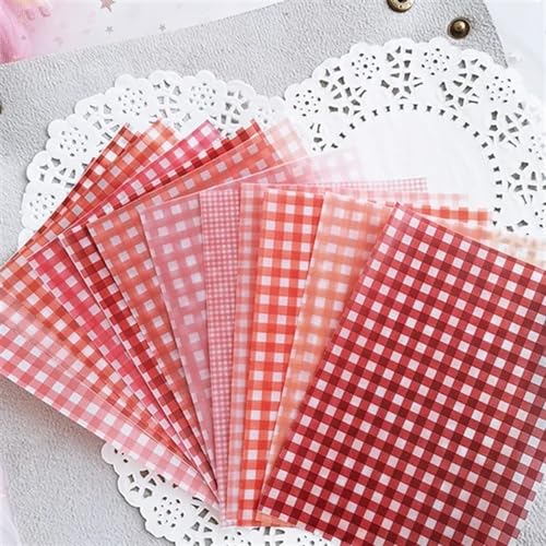 TGDGFKIAS Gefaltete Pergamentjacke, 12 teile/satz Farbe Grid Dot BasicPattern Pack for Scrapbooking Glücklich Planer Karte Machen Junk Journal Projekt(Rosso) von TGDGFKIAS