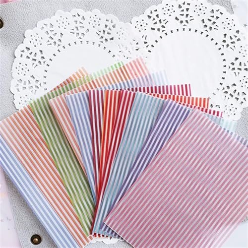 TGDGFKIAS Gefaltete Pergamentjacke, 12 teile/satz Farbe Grid Dot BasicPattern Pack for Scrapbooking Glücklich Planer Karte Machen Junk Journal Projekt(Stripe) von TGDGFKIAS