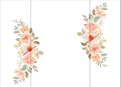 TGDGFKIAS Gefaltete Pergamentjacke, 50 Stück Blumen-Einladungskarten mit glitzerndem Anhänger und Umschlag, Pergamenthülle, bedruckbare Karten(Flower 08,Print Full Set) von TGDGFKIAS