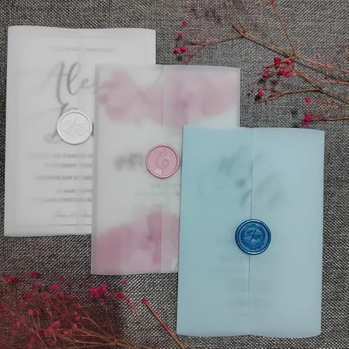 TGDGFKIAS Gefaltete Pergamentjacke, 50 Stück Pergamenthüllen for 5x7 Zoll Einladungen, 160 g/m², Hochzeitseinladungen, Wraps, Pergamenthüllen, Jacken(125pcs) von TGDGFKIAS