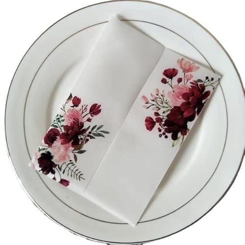 TGDGFKIAS Gefaltete Pergamentjacke, 50 TEIL/LOS Aquarell Blumen Hochzeitseinladungskarte Abdeckung SemiInvites Jacke Wrap(Burgundy,Just Vellum Wrap) von TGDGFKIAS