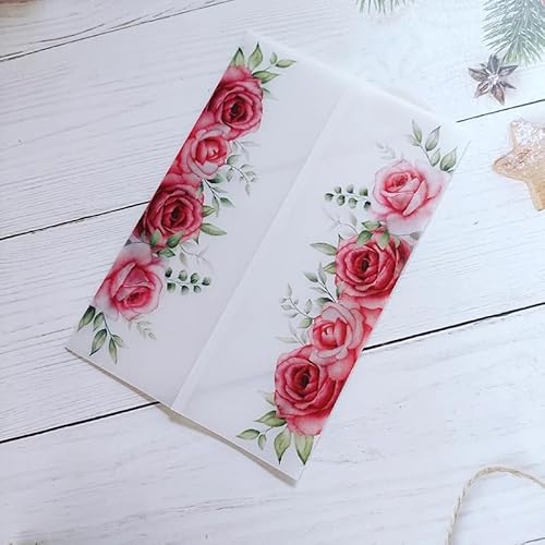 TGDGFKIAS Gefaltete Pergamentjacke, 50 TEIL/LOS Aquarell Blumen Hochzeitseinladungskarte Abdeckung SemiInvites Jacke Wrap(Flower 04,Just Vellum Wrap) von TGDGFKIAS