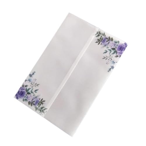 TGDGFKIAS Gefaltete Pergamentjacke, 50 TEIL/LOS Aquarell Blumen Hochzeitseinladungskarte Abdeckung SemiInvites Jacke WrapJackets(Purple,Just Vellum Wrap) von TGDGFKIAS