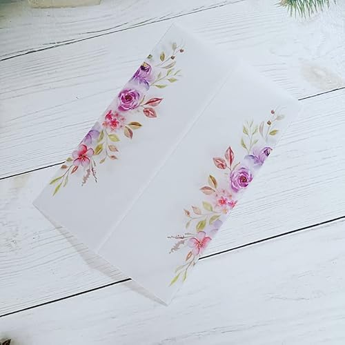 TGDGFKIAS Gefaltete Pergamentjacke, 50 TEIL/LOS Aquarell Blumen Hochzeitseinladungskarte Abdeckung SemiInvites Jacke WrapJackets(Red Rose,Just Vellum Wrap) von TGDGFKIAS