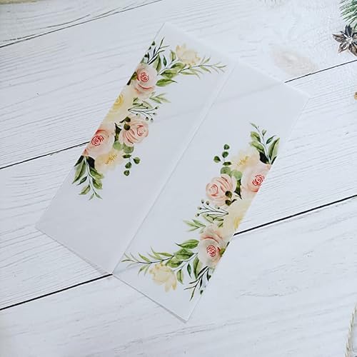 TGDGFKIAS Gefaltete Pergamentjacke, 50 teile/los Aquarell Blumen Grün Hochzeit Einladung Karte Abdeckung SemiInvites Jacke Wrap(Purple Flower) von TGDGFKIAS