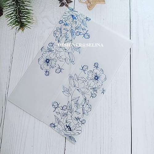 TGDGFKIAS Gefaltete Pergamentjacke, 50 teile/los Aquarell Blumen Grün Hochzeit Einladung Karte Abdeckung SemiInvites Jacke WrapJackets(Flower 01) von TGDGFKIAS