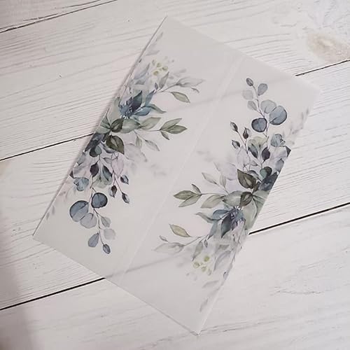 TGDGFKIAS Gefaltete Pergamentjacke, 50 teile/los Aquarell Blumen Grün Hochzeit Einladung Karte Abdeckung SemiInvites Jacke WrapJackets(Leaves) von TGDGFKIAS