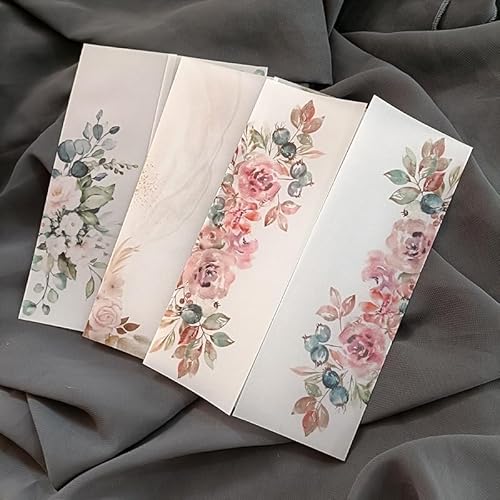 TGDGFKIAS Gefaltete Pergamentjacke, 50 teile/los Floral Hochzeit Einladung Karte Wrap SemiInvites JackeJacken(Gold Leaves) von TGDGFKIAS