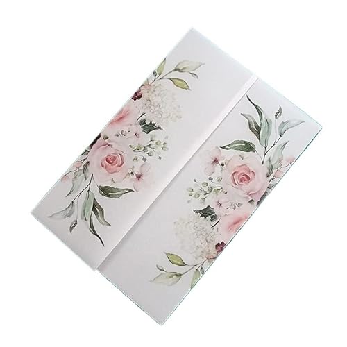TGDGFKIAS Gefaltete Pergamentjacke, 50 teile/los Kirsche Hochzeit Einladungen Karte Abdeckung DIY SemiQuinceanera Einladen Jacke Jacken(Flower 05) von TGDGFKIAS